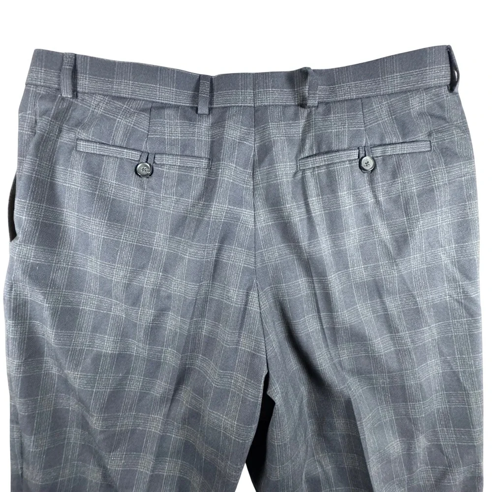 Banana Republic Suit Men 46R 36x32 Blue Plaid New Wool Blend Tailored Fit 2pc
